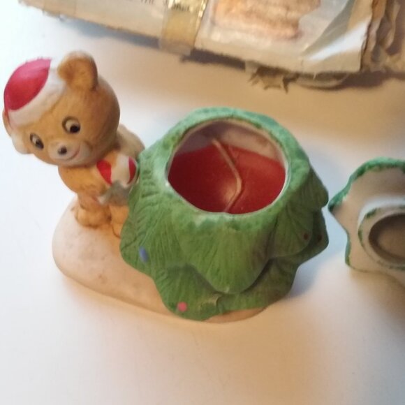 Vintage Ceramic Christmas Candle Christmas Around The World Teddy Tree Candle - Picture 2 of 5